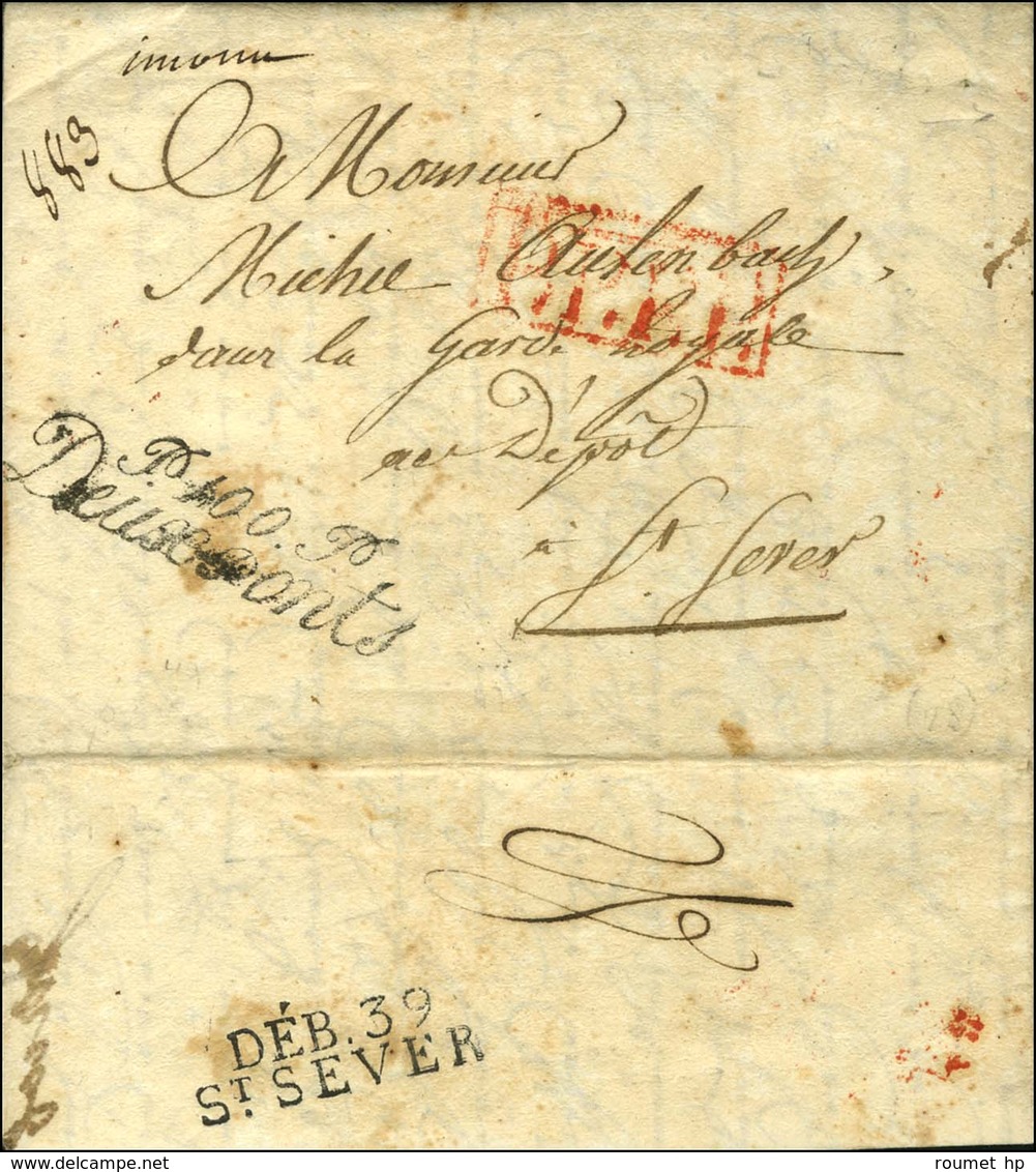 P.100.P. / Deux Ponts Sur Lettre Avec Texte Daté Hengstbach, Au Verso DÉB. 39 / St SEVER. 1813. Rare Association. - SUP. - 1792-1815: Veroverde Departementen