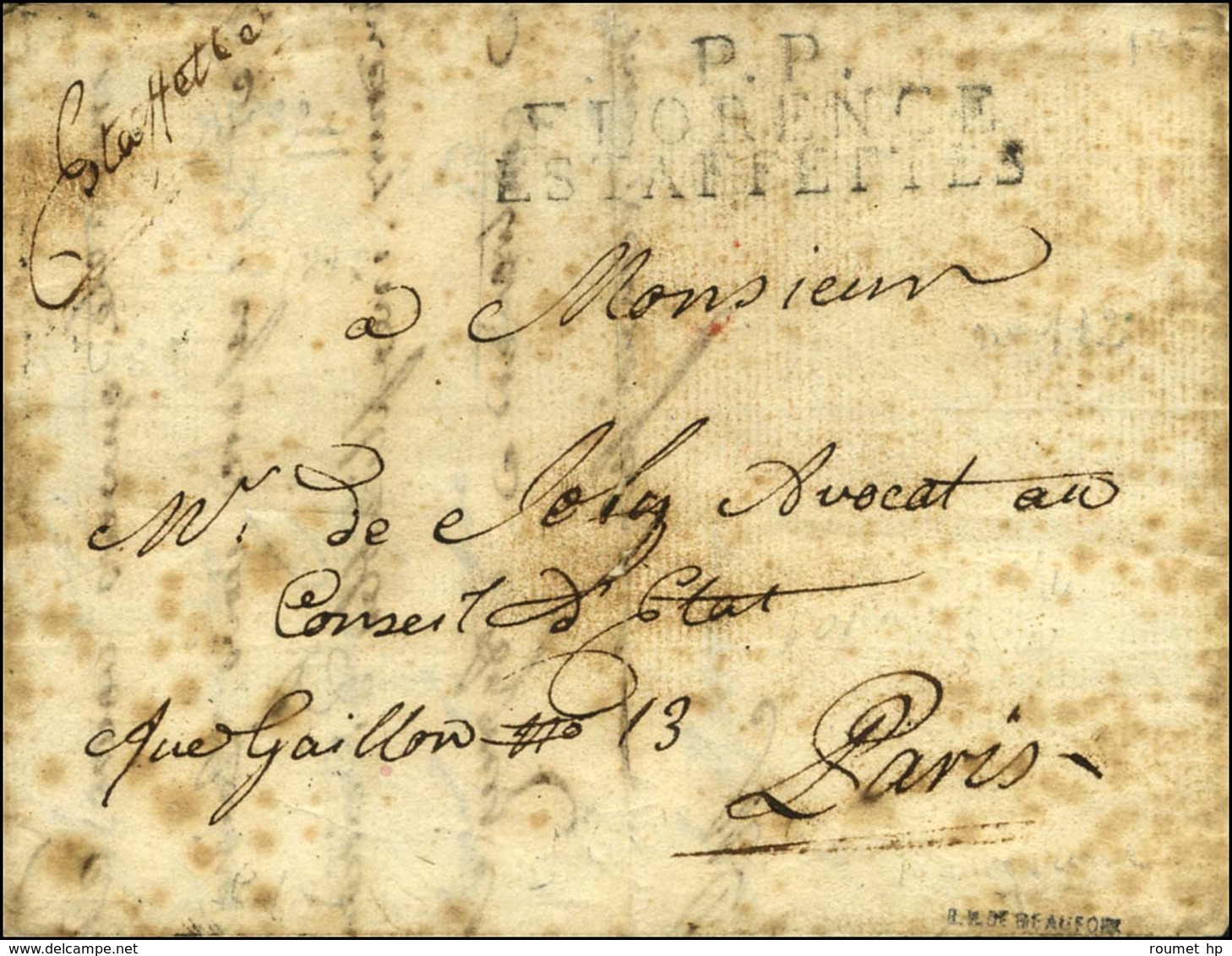 P.P. / FLORENCE / ESTAFFETTES Sur Lettre Avec Texte Daté 1813. - TB. - R. - 1792-1815: Dipartimenti Conquistati