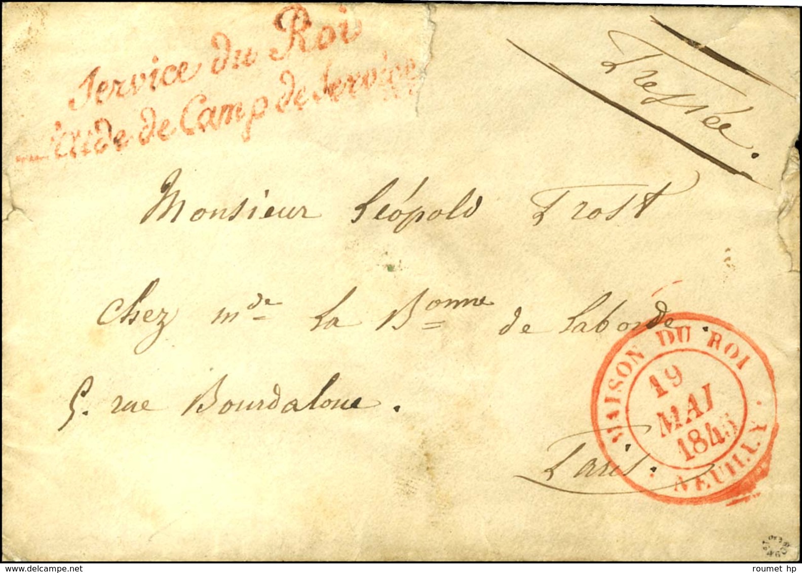 Càd Rouge MAISON DU ROI / NEUILLY (S N° 4565a) + Service Du Roi / L'Aide De Camp De Service (R) (S N° 4570) Et Cachet De - 1801-1848: Précurseurs XIX