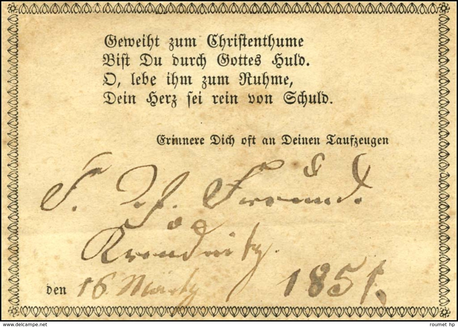 Enveloppe Romantique Polychrome Allemande Avec Texte Daté 1851. - TB / SUP. - R. - 1801-1848: Precursori XIX
