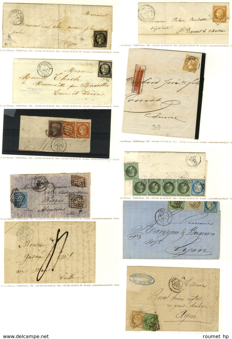 Lot De 9 Lettres Classiques + 1 Fragment Dont 1 Lettre De Janvier 1849 Et 1 Boule De Moulins. - B / TB. - Collections