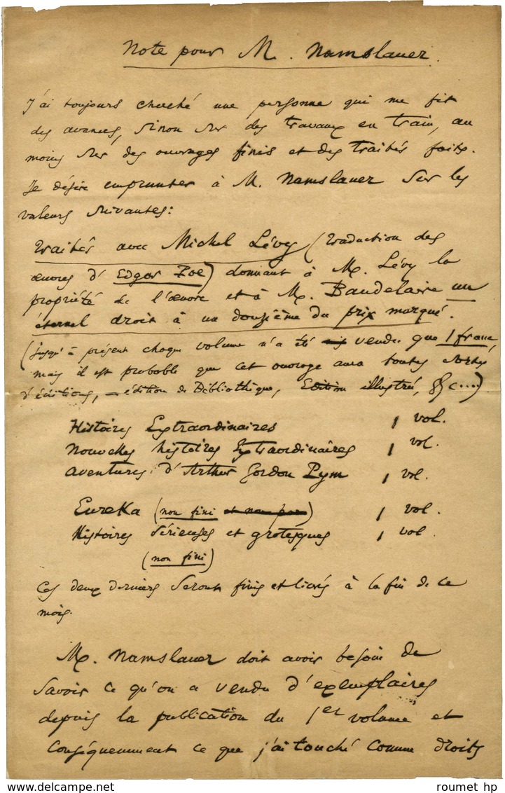 BAUDELAIRE Charles (1821-1867), Poète. - Altri & Non Classificati