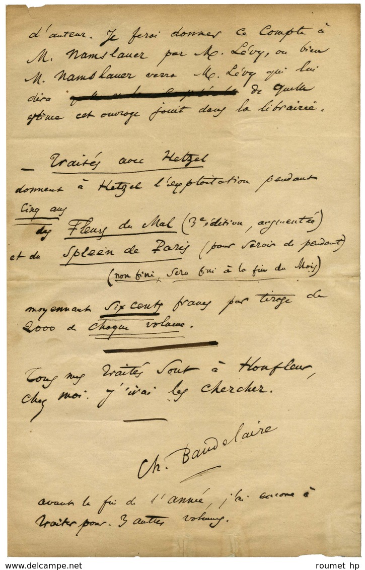BAUDELAIRE Charles (1821-1867), Poète. - Andere & Zonder Classificatie