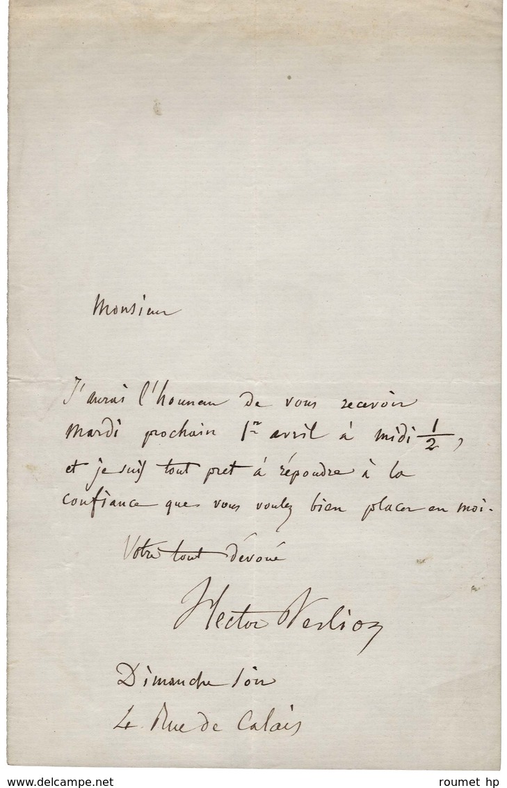 BERLIOZ Hector (1803-1869), Compositeur Et Chef D'orchestre. - Andere & Zonder Classificatie