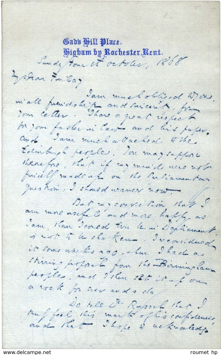 DICKENS Charles (1812-1870), écrivain Anglais. - Andere & Zonder Classificatie