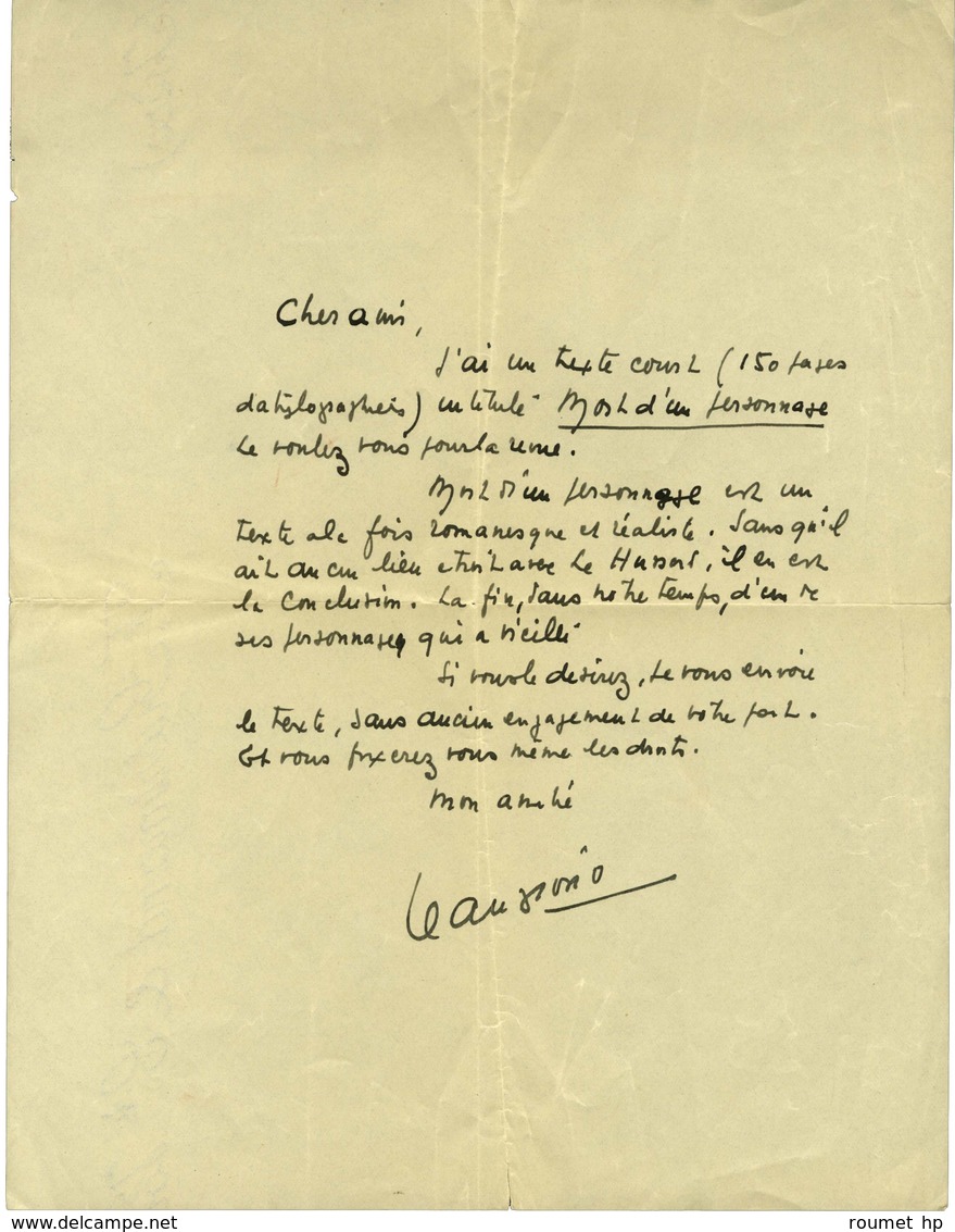 GIONO Jean (1895-1970), écrivain, De L'Académie Goncourt. - Other & Unclassified