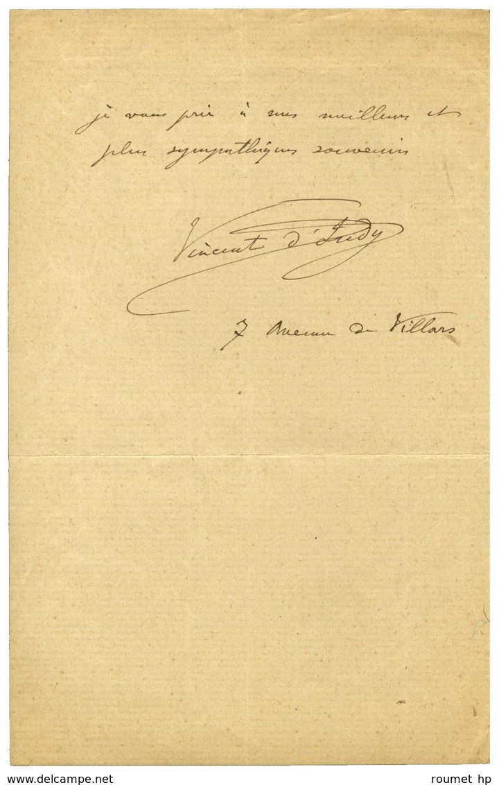 INDY Vincent D' (1851-1931), Compositeur. - Altri & Non Classificati