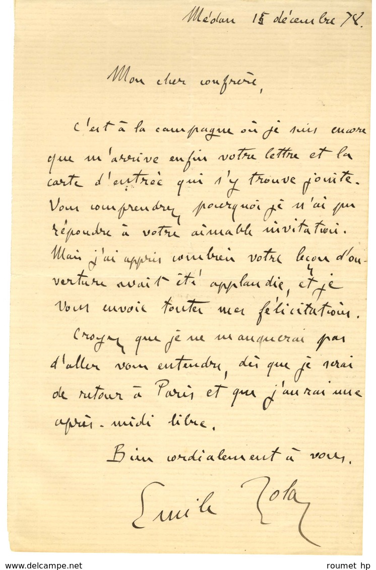 ZOLA Émile (1840-1902), écrivain. - Altri & Non Classificati