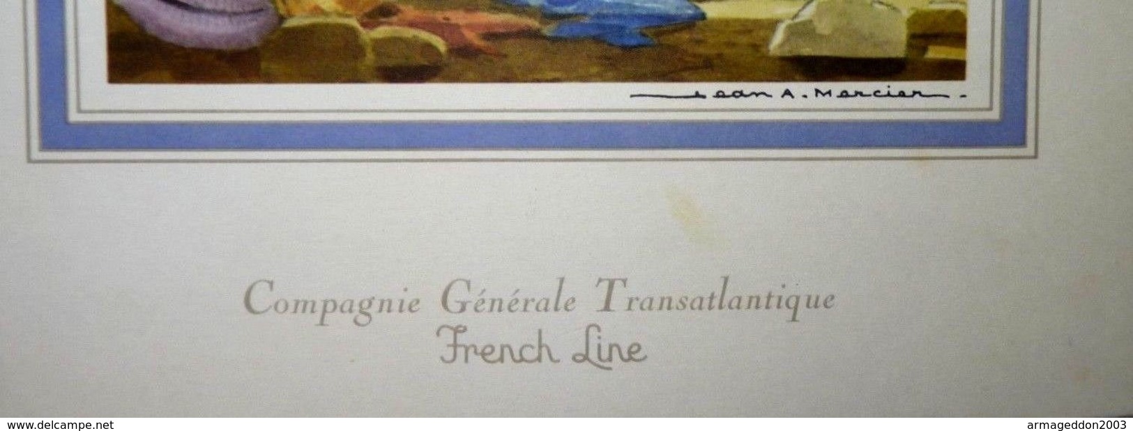 MENU PAQUEBOT "LE FRANCE" FRENCH LINE 26.03 1968 Jean A. Mercier TRANSATLANTIQUE  27 X 21 Cm Environ  BE - Menus