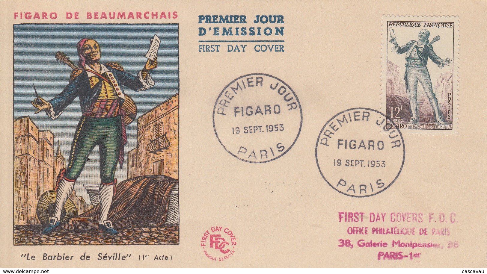 Enveloppe  FDC  1er  Jour   FRANCE   FIGARO    1953 - 1950-1959