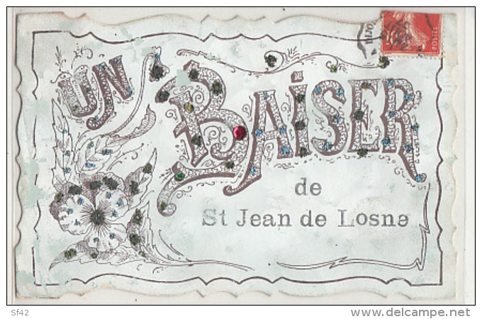 UN BAISER DE SAINT JEAN DE LOSNE        CARTE A PAILLETTES - Autres & Non Classés