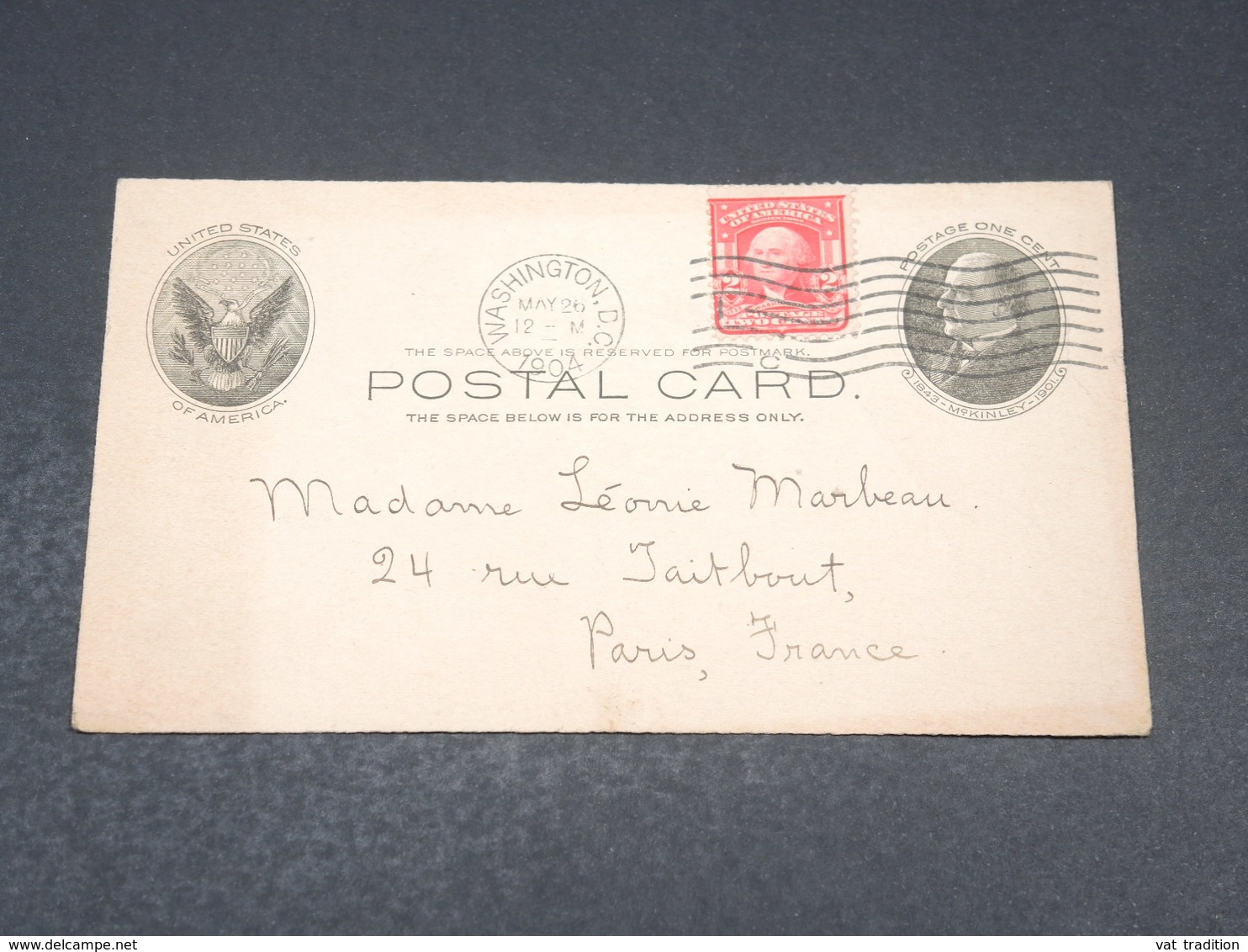 ETATS UNIS - Entier Postal + Complément De Washington Pour La France En 1904 - L 18909 - 1901-20