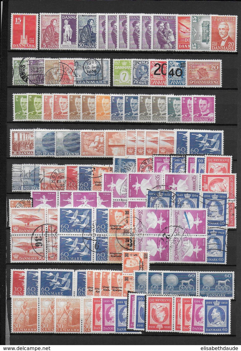 DANEMARK - SUPERBE COLLECTION - STOCK De 1938/1996 Sur 11 PAGES **/*/OB - MAJORITE ** TRES FORTE VALEUR FACIALE - Collezioni