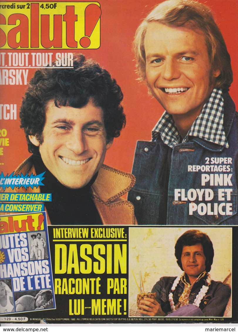 SALUT ! - N° 129 - DU 3 AU 16 SEPTEMBRE 1980 - STARSKY & HUTCH-PINK FLOYD- POLICE-JAIRO ETC ... - PORT COMPRIS EN FRANCE - Musique