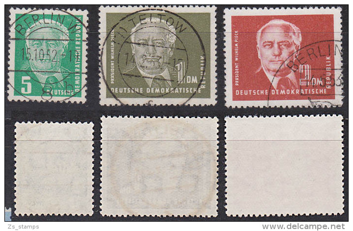 Germany EAST, Wilhelm Pieck  DDR 322, 325, 326 Used Mitbegründer Des Spartakusbundes - Gebraucht