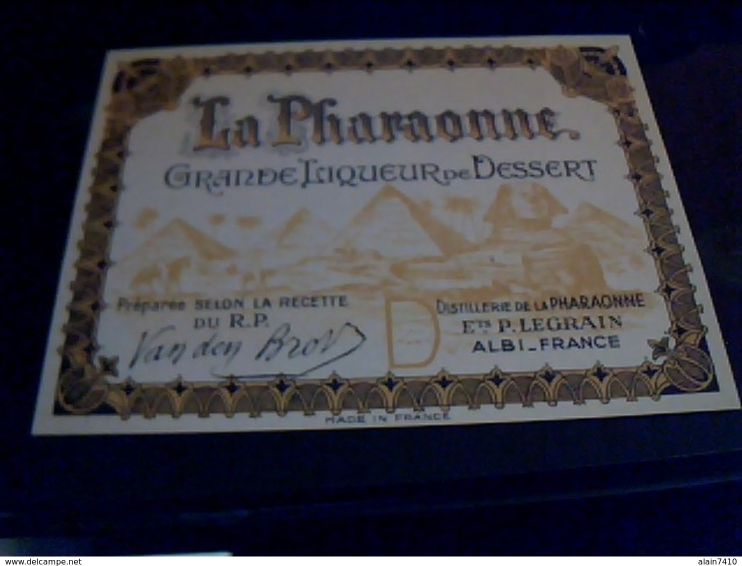 Alcool Vieux Papier Etiquette Neuve  Liqueur La Pharaonne Ets Legrain à Albi Tarn - Alkohole & Spirituosen