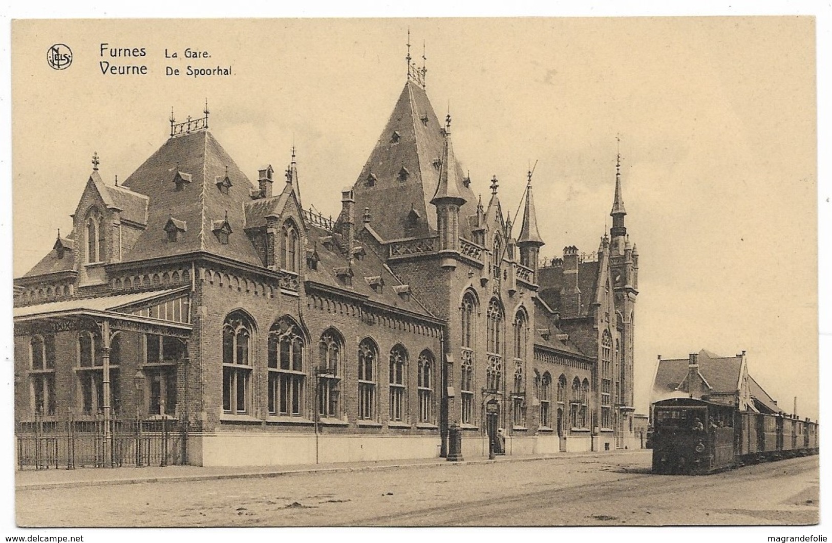 CPA PK  FURNES  LA GARE  TRAMWAY VAPEUR - Autres & Non Classés