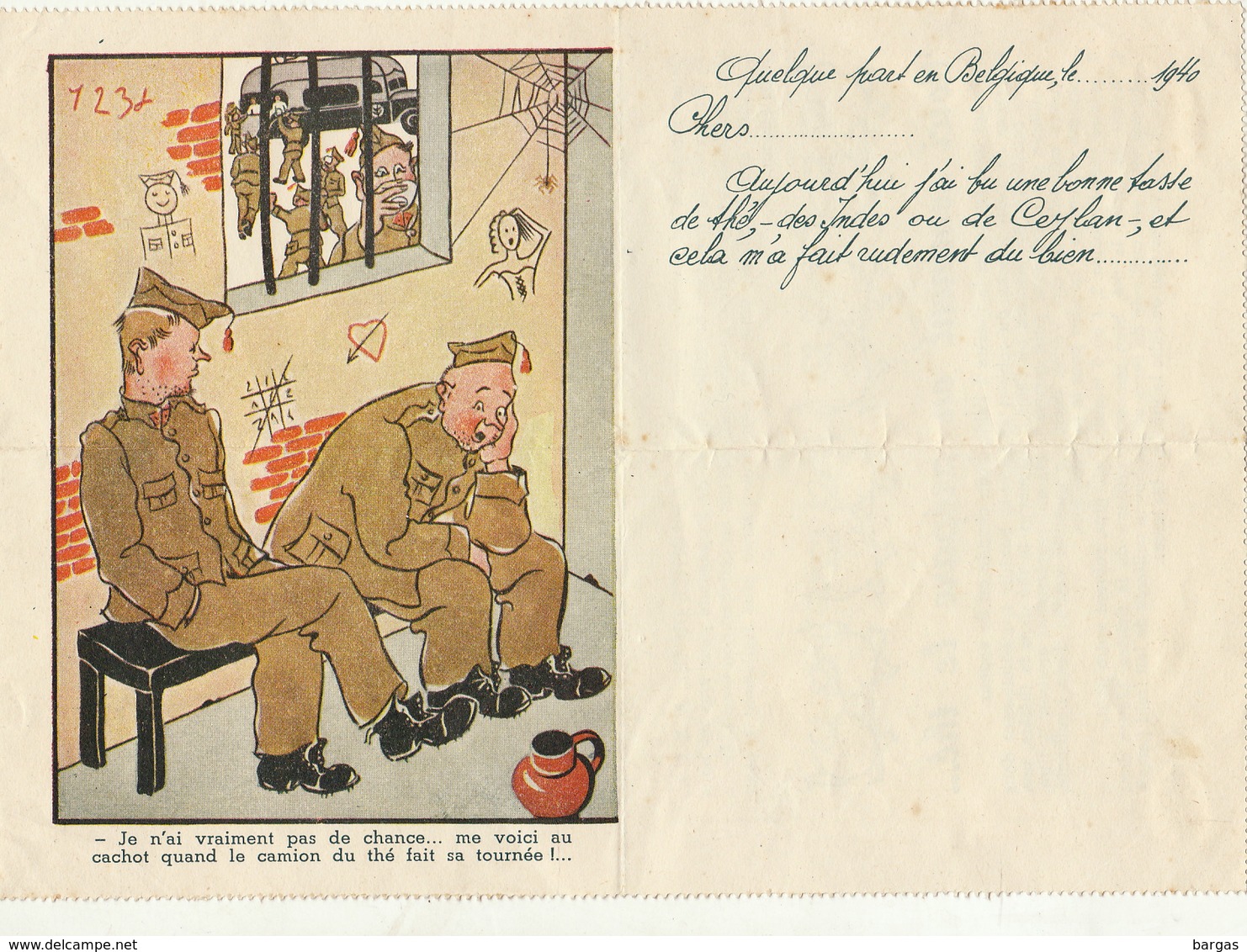 Carte Lettre Prisonnier De Guerre Offert Par L'office Du Thé Inde Ceylan Oeuvre Elisabethen 1940 - Non Classés