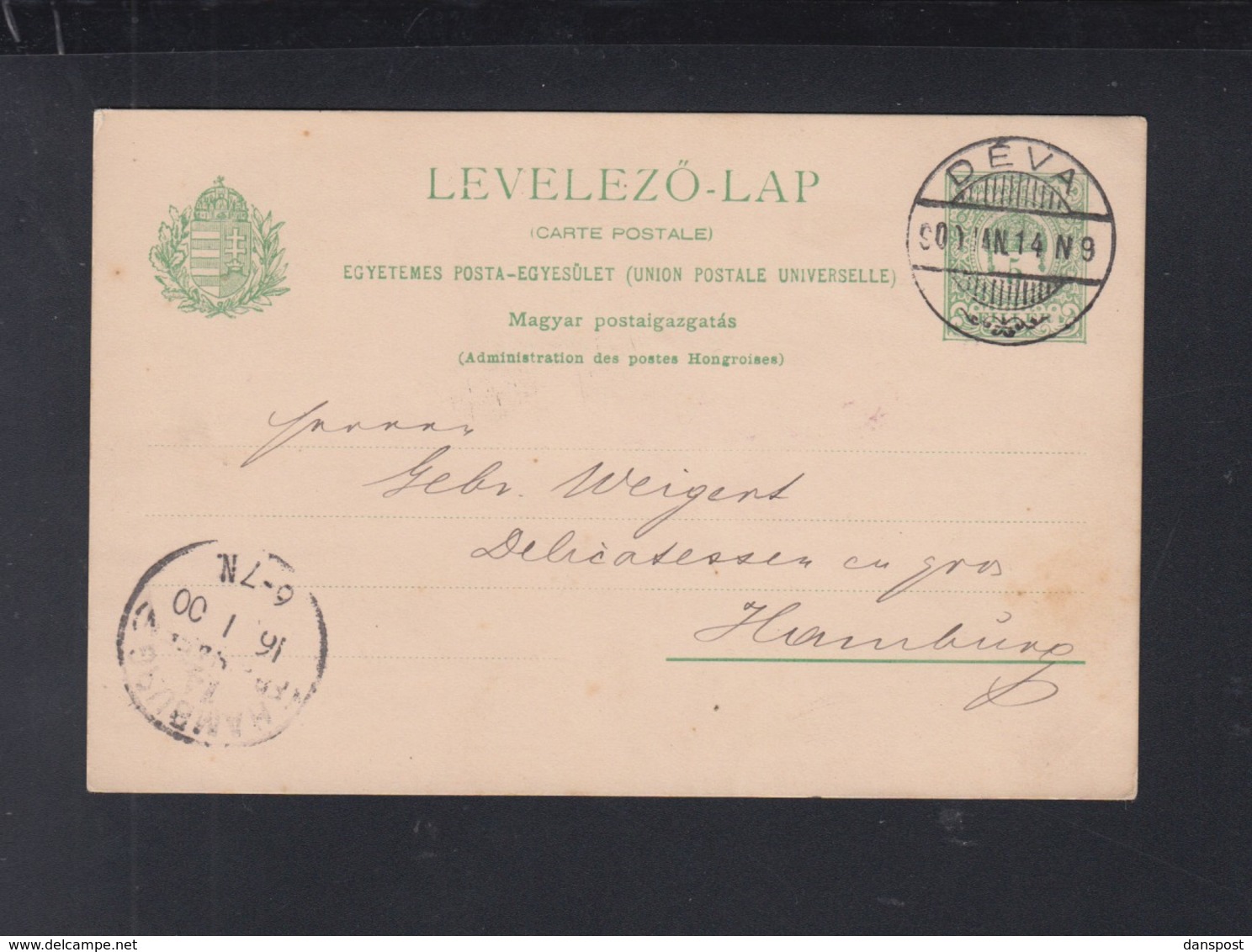 Hungary Romania Stationery 1901 Deva To Hamburg - Covers & Documents