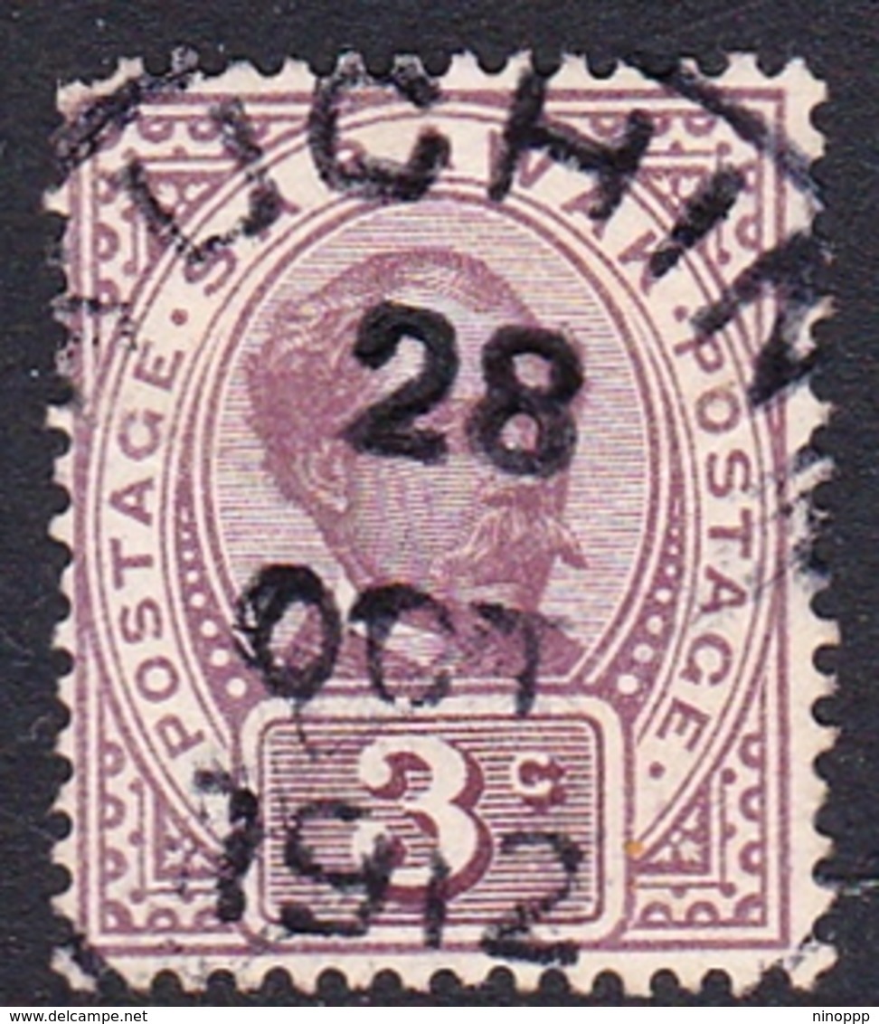 Malaysia-Sarawak SG 38 1908 Sir James Brook, 3c Dull Purple, Used - Sarawak (...-1963)