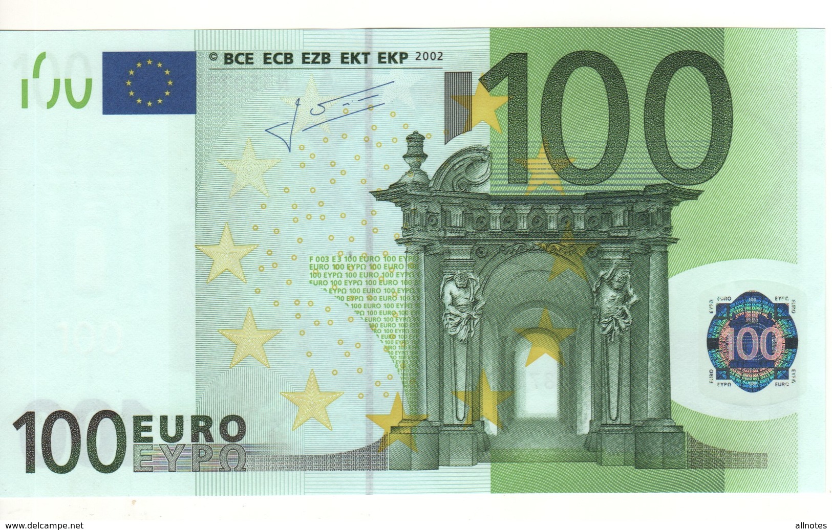 100 EURO  " N "   AUSTRIA   Firma TRICHET   F 003 E3   /   FDS - UNC - 100 Euro