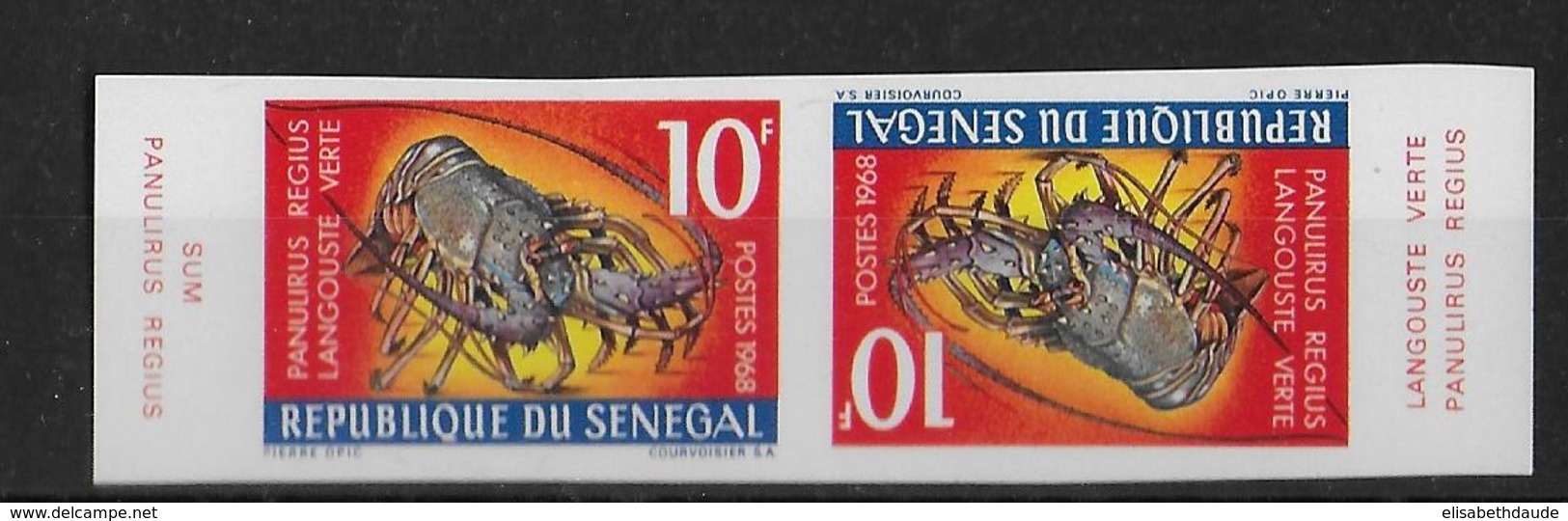 SENEGAL - CRUSTACES FAUNE MARINE - YT 305 PAIRE TETE-BECHE ** NON DENTELE - RARE - Senegal (1960-...)