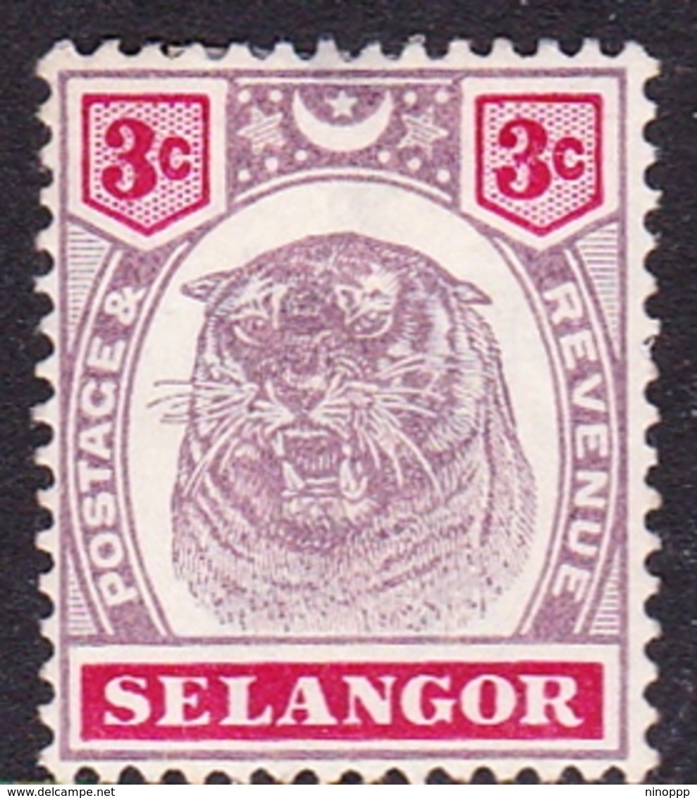 Malaysia-Selangor SG 54 1895 3c Dull Purple And Carmine, Mint Hinged - Selangor