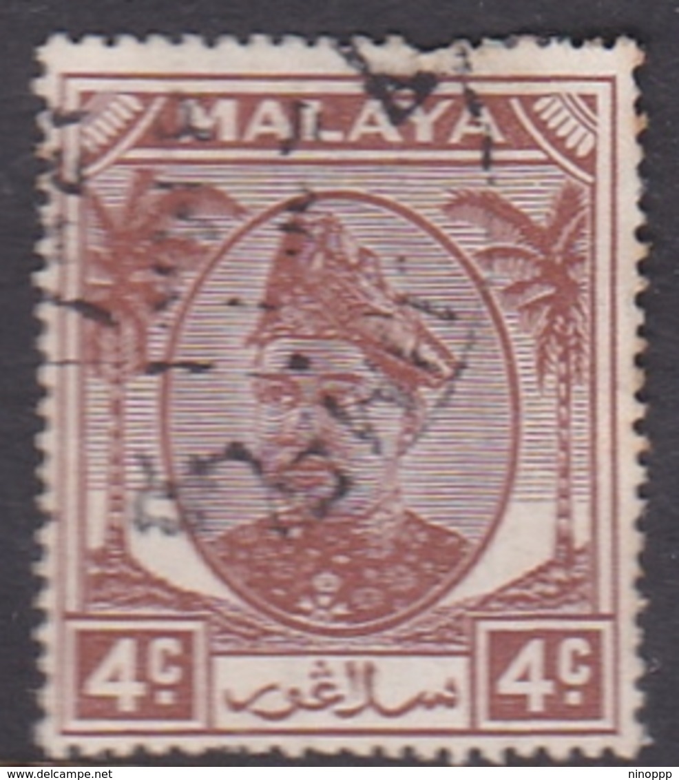 Malaysia-Selangor SG 93 1949 Sultan Shah, 4c Brown, Used - Selangor