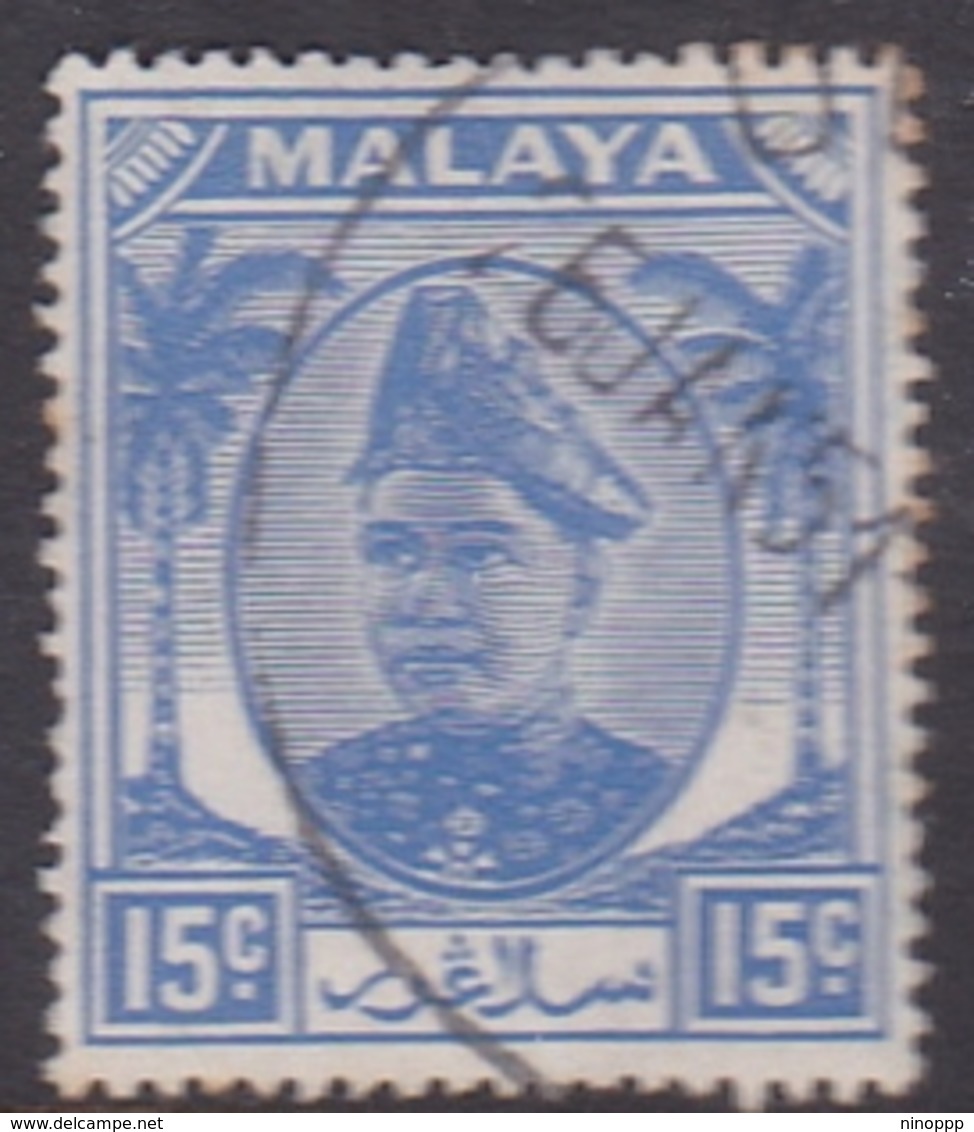 Malaysia-Selangor SG 100 1949 Sultan Shah, 15c Ultramarine, Used - Selangor