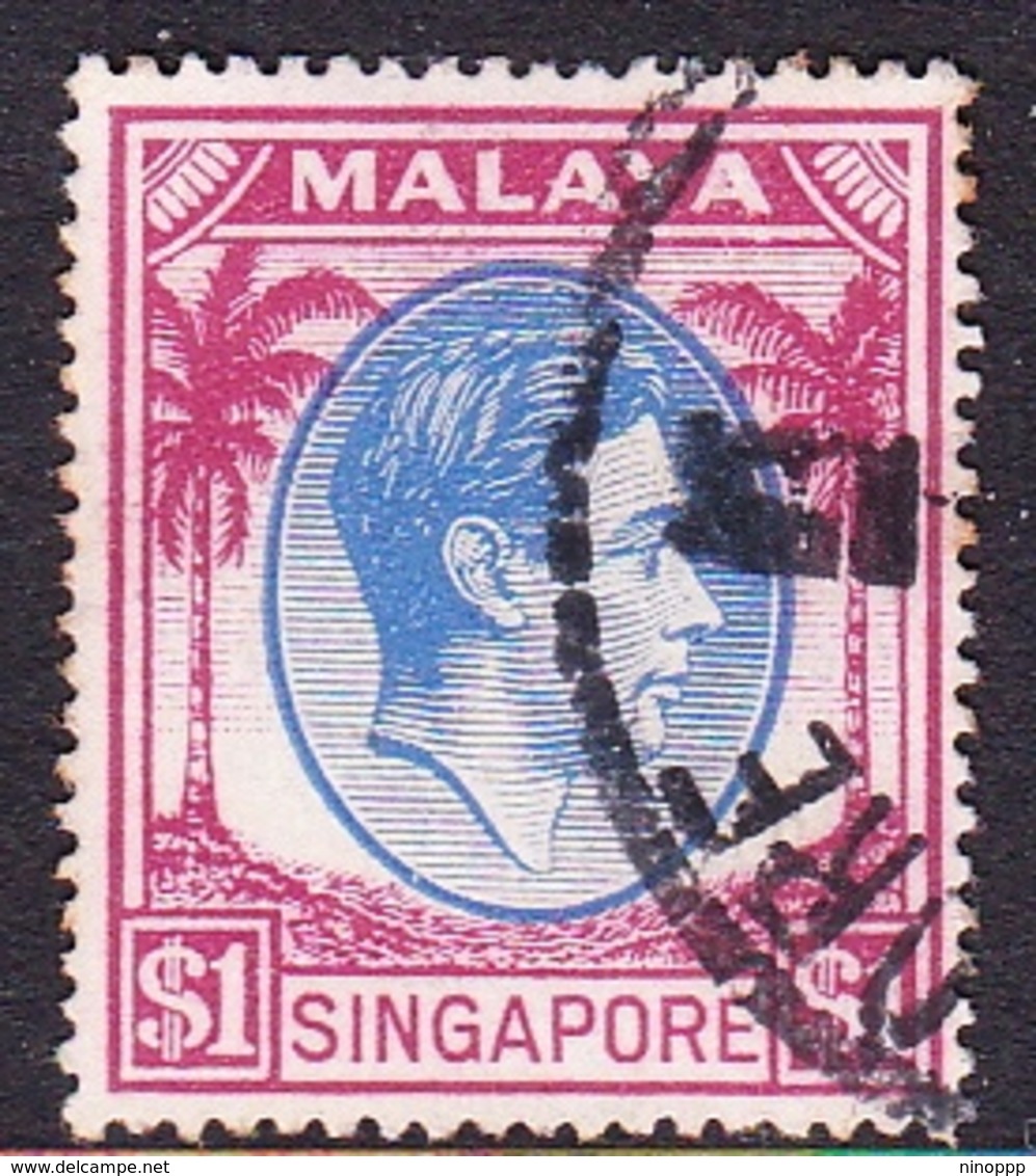 Singapore SG 28  1949 King George VI, $ 1.00 Blue And Purple, Used - Singapore (...-1959)