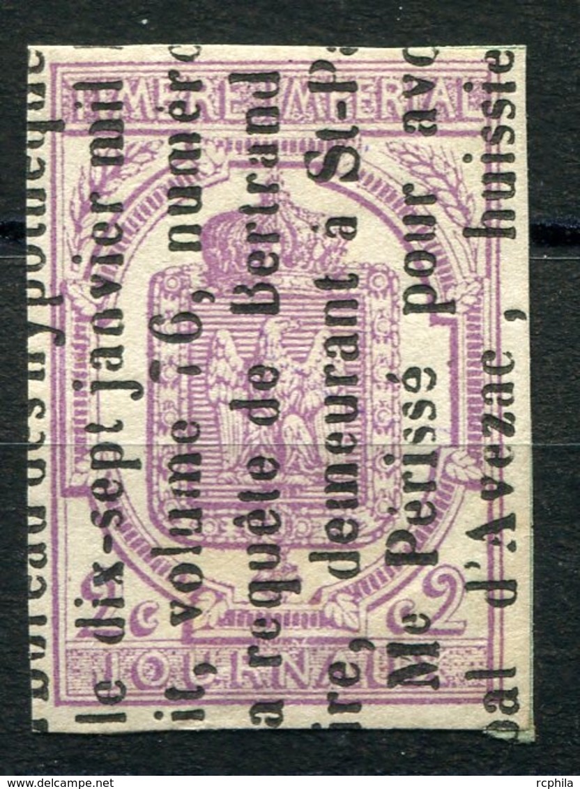 RC 9141 FRANCE JOURNAUX N° 1 - 2c LILAS SUR FRAGMENT COTE 85€ TB - Zeitungsmarken (Streifbänder)