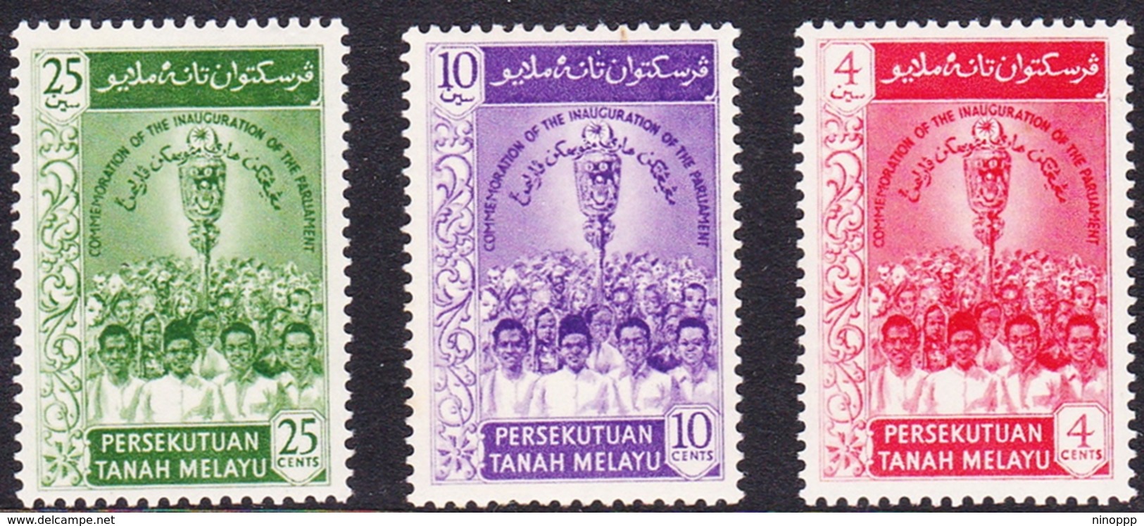 Malayan Federation SG 12-14 1959 Inauguration Of Parliament, Mint Hinged - Federation Of Malaya