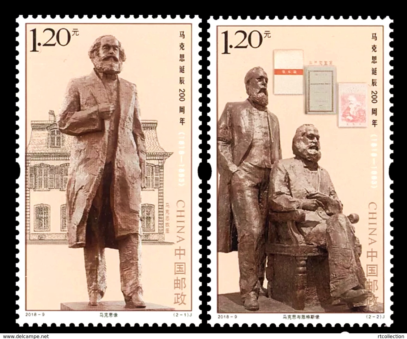 China 2018 200th Anniversary Birth Of Karl Marx 1818-1883 Politician Famous People Celebrations Stamps MNH 2018-9 - Karl Marx