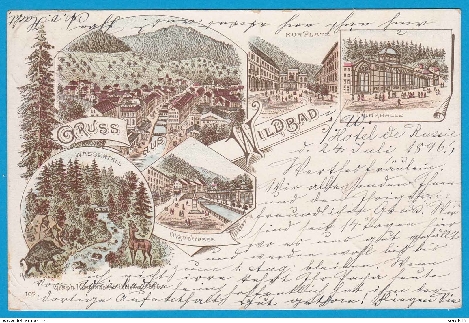 AK Litho Wildbad Olgastrasse  Calw 1896 Nach Altona  (1632 - Sonstige & Ohne Zuordnung