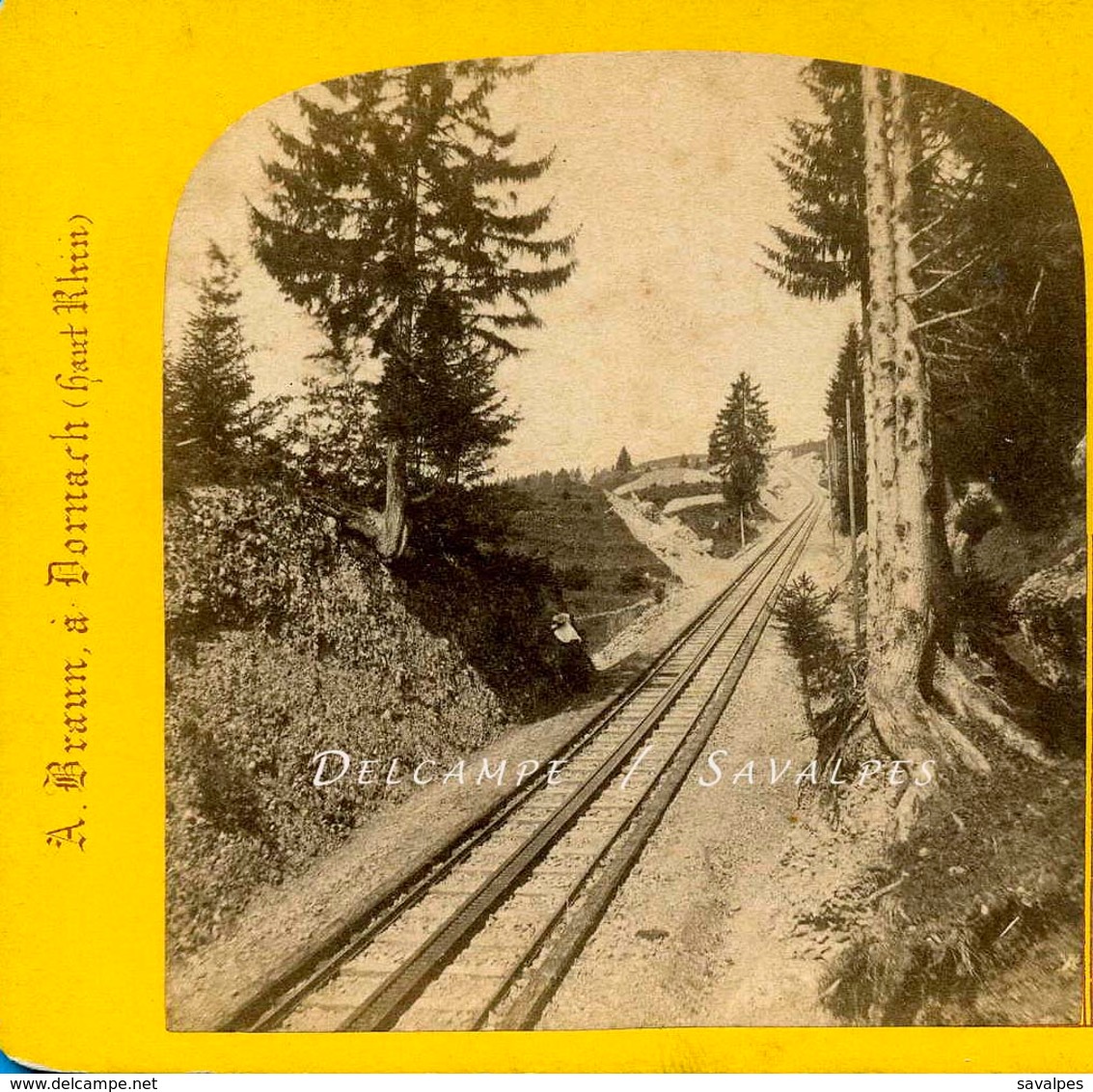 Suisse Lucerne - Chemin De Fer à Crémaillère Du RIGI - Photo Stéréoscopique Braun Vers 1865 - Voir Scans - Stereoscopio