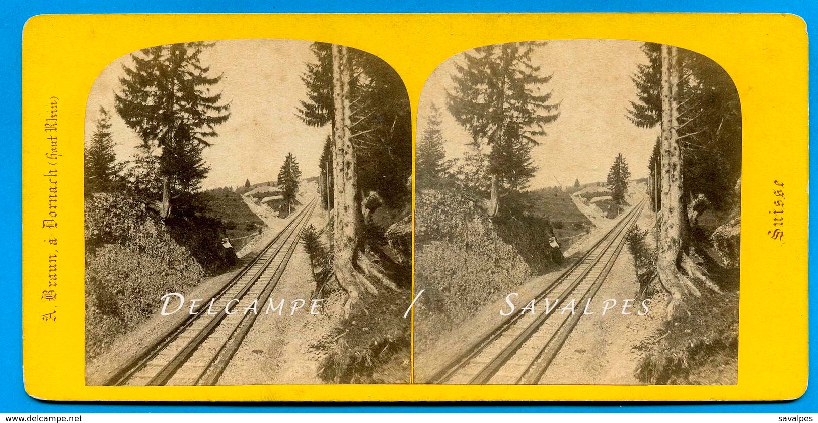 Suisse Lucerne - Chemin De Fer à Crémaillère Du RIGI - Photo Stéréoscopique Braun Vers 1865 - Voir Scans - Stereoscopio