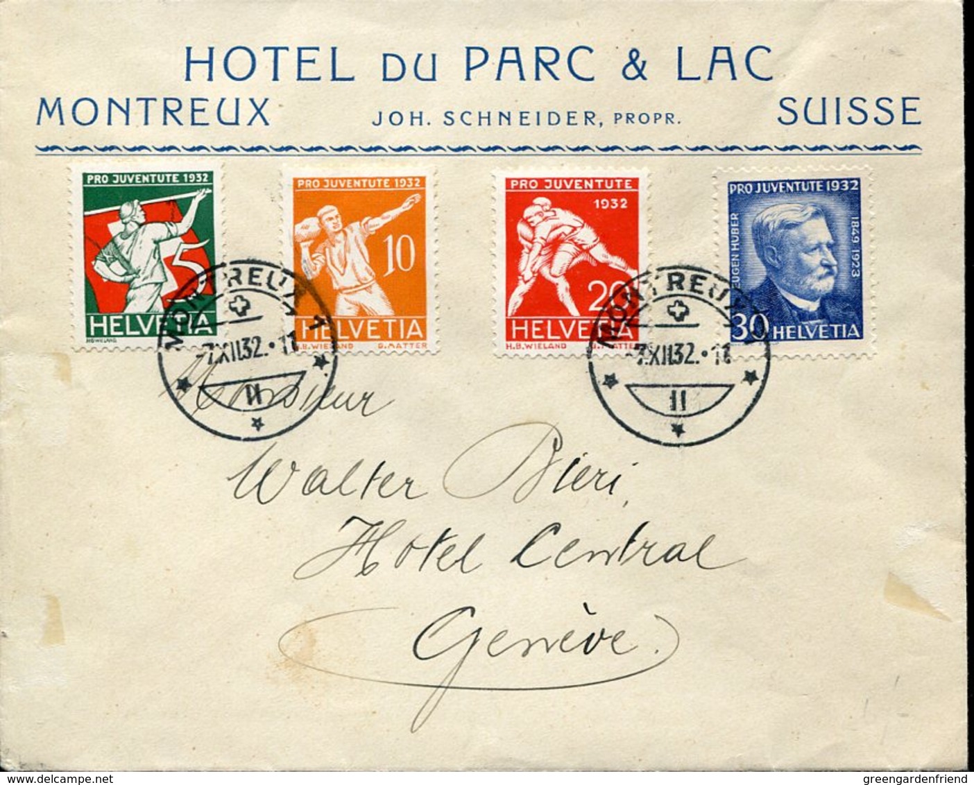 34688 Switzerland,circuled Cover 1932 With Set Pro Juventute 1932 - Lettres & Documents