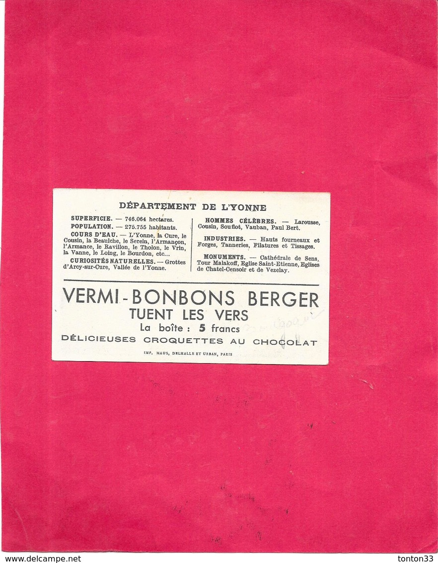 CHROMO VERMI-BONBONS BERGER Tuent Les Vers Délicieuses Croquettes Chocolat - YONNE - BARA11 - - Autres & Non Classés