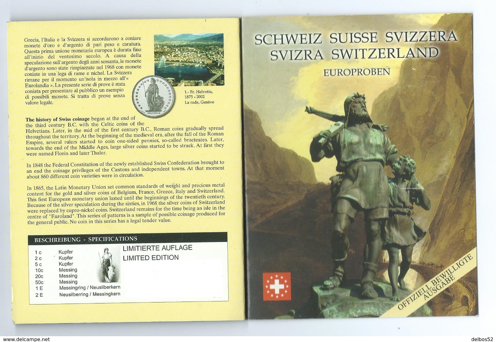 Suisse SERIE EURO SUISSE ESSAI 2003 - Privatentwürfe