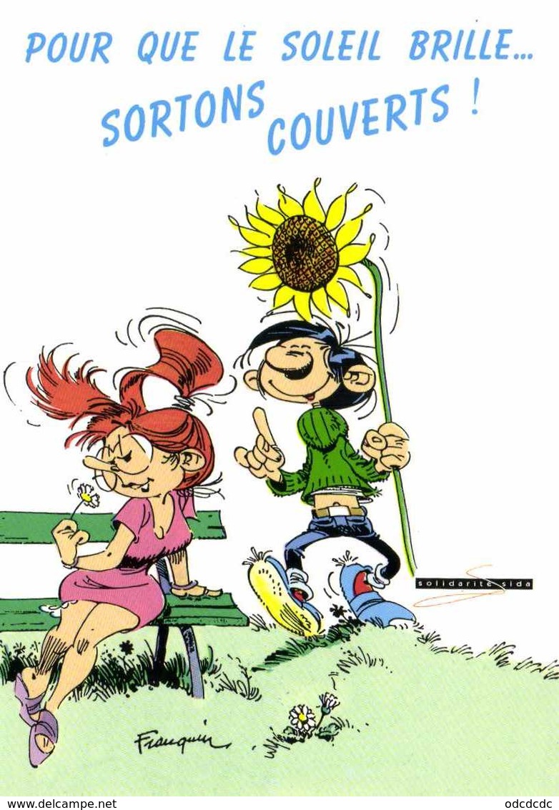 FRANKIN  Lagaffe POUR QUE LE SOLEIL BRILLE .. SORTONS COUVERTS! RV Solidarité SIDA - Bandes Dessinées