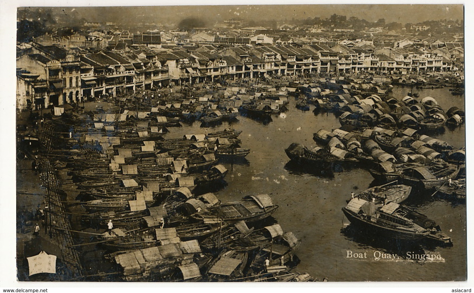 Singapore Real Photo Boat Quay  P. Used Paquebot Ship On Type Paix 50 Cts 1933 - Singapour