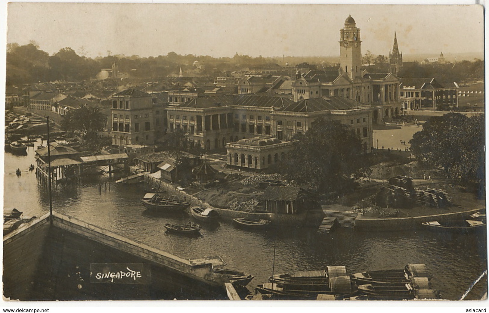 Singapore Real Photo P. Used 2 Stamps  1925 Small Crease One Corner - Singapour