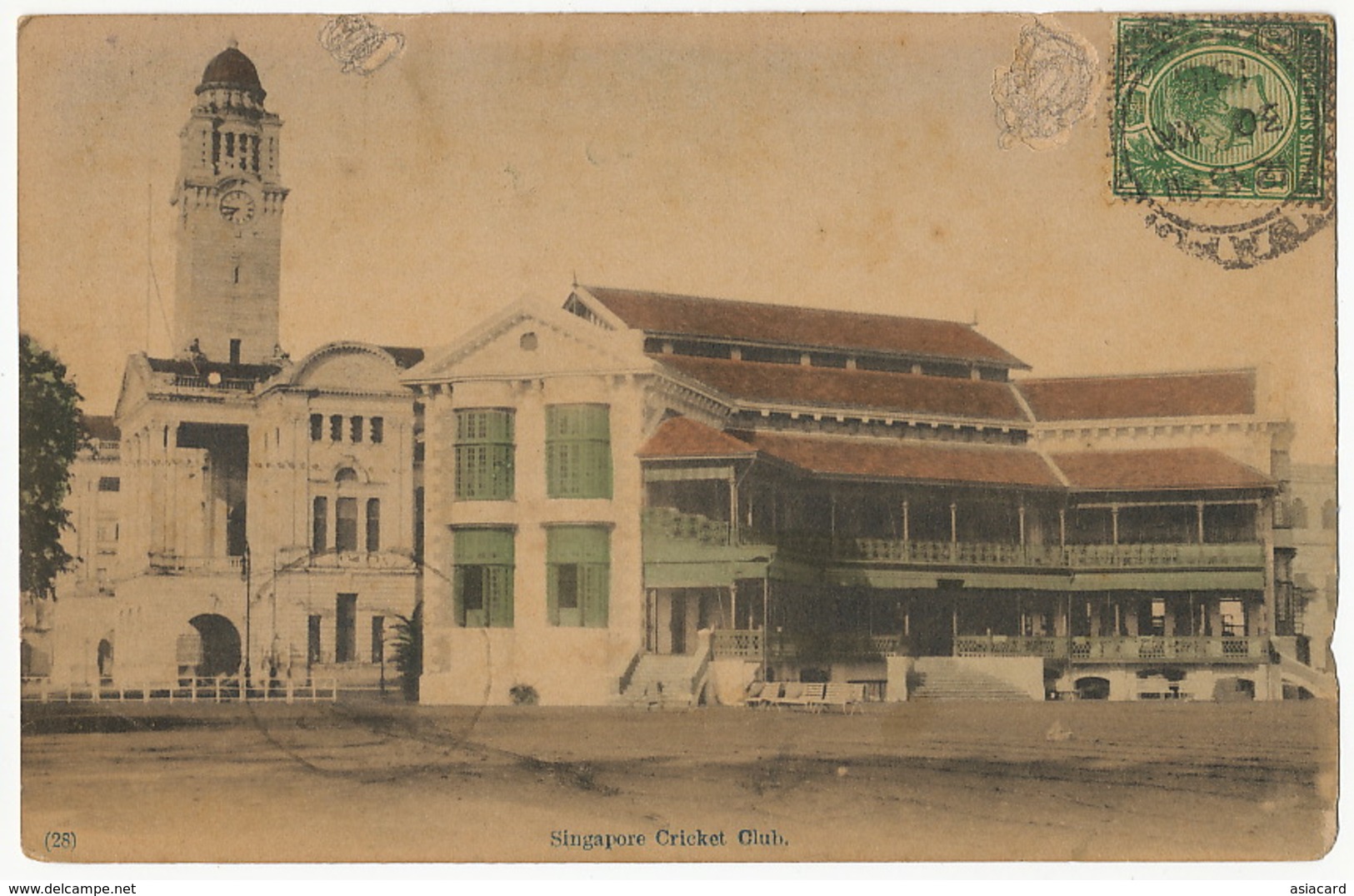 Singapore  Cricket Club No 28 Hand Colored To Cuba  Some Damages On The Front And Right Side - Singapour