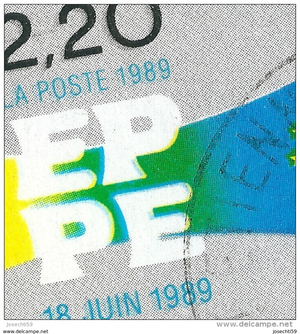 N° 2572   Elections Au Parlement Européen 18 Juin  Oblitéré Timbre FRANCE 1989 Variété Décalage Couleur Stamp Of French - Gebruikt