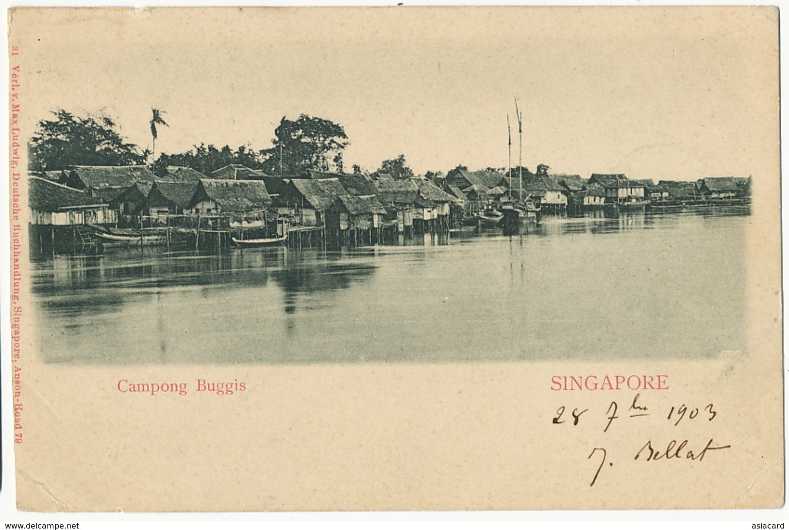 Singapore Campong Buggis  1903 No 31 Max Ludwig Ship Mark Paquebot - Singapour