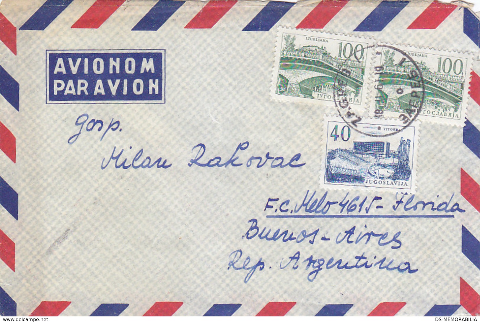 Yugoslavia Airmail Cover Sent To Argentina , Zagreb 1961 - Aéreo