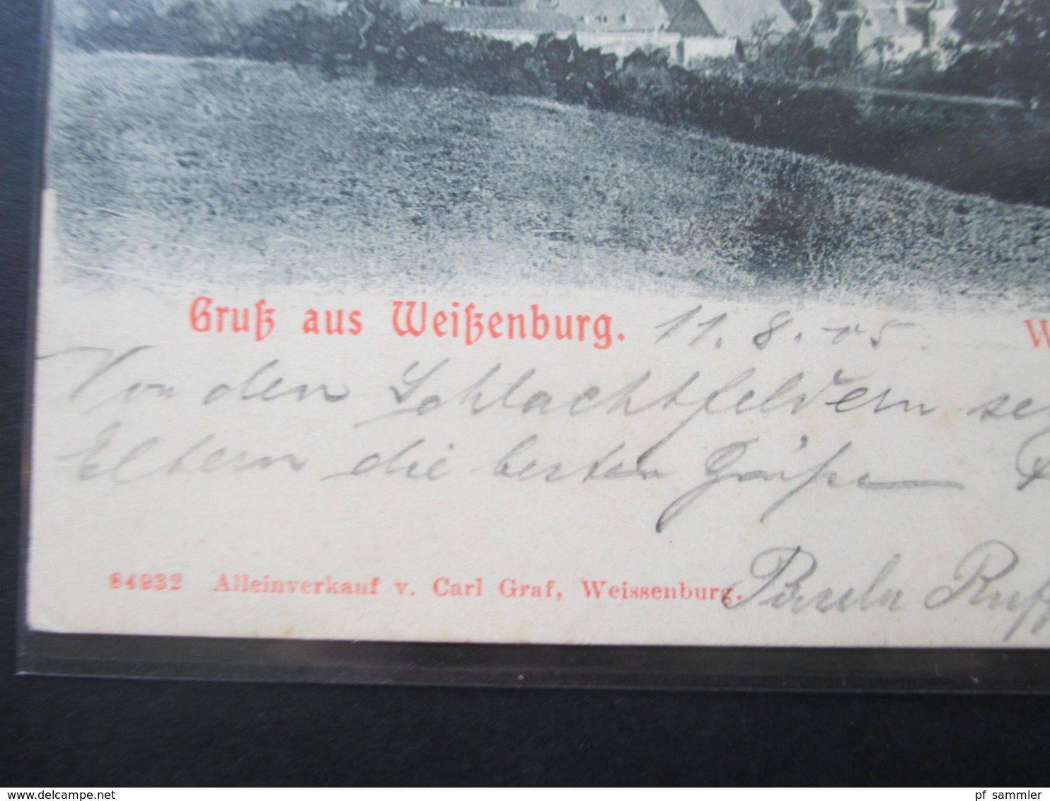 DR / Elsass AK 1905 Gruß Aus Weißenburg. Weissenburg Im Elsass. Totalansicht. Alleinverkauf Carl Graf. Bahnpost - Elsass