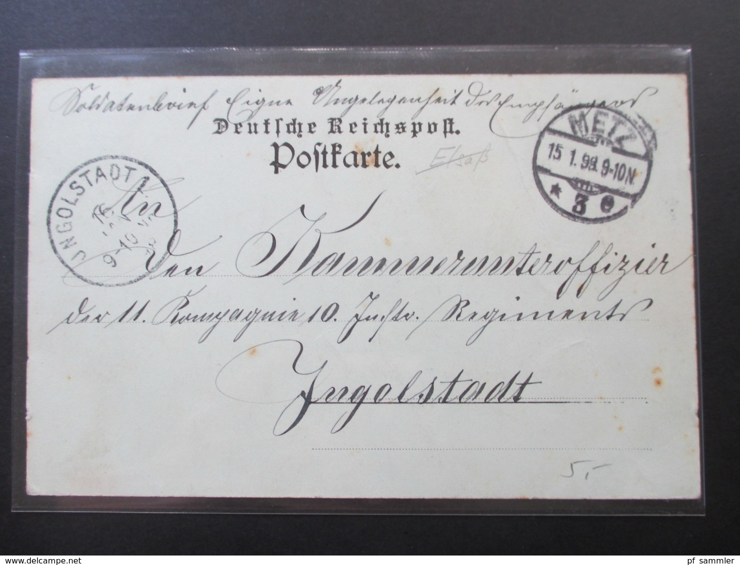 DR / Elsass AK 1898 Gruss Aus Metz. Ansicht Von Der Veste Friedrich Karl. Verlag P. Müller. Soldatenbrief - Elsass