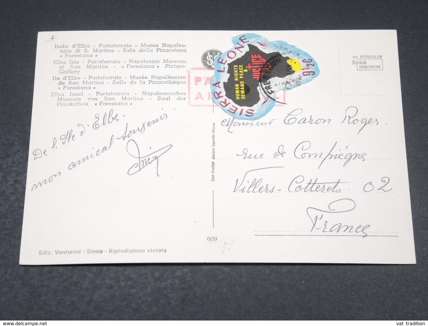 SIERRA LEONE - Affranchissement De Freetown Sur Carte Postale De L 'île D'Elbe Pour La France - L 19021 - Sierra Leone (1961-...)