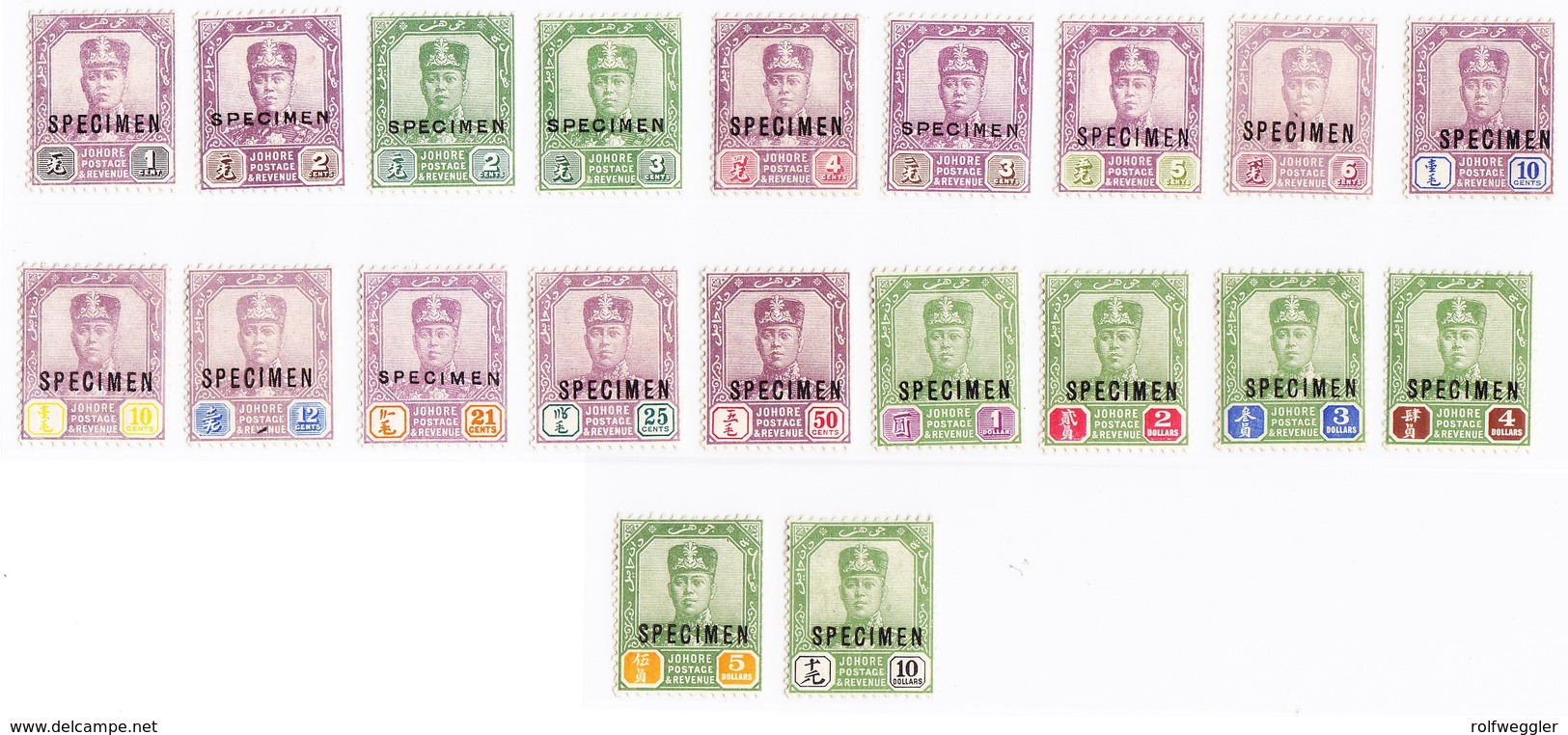 SG-Nr. 102-125c Ohne 12c,30c 40c Alle Mit Einem Falz Und Specimen Aufdruck - Johore